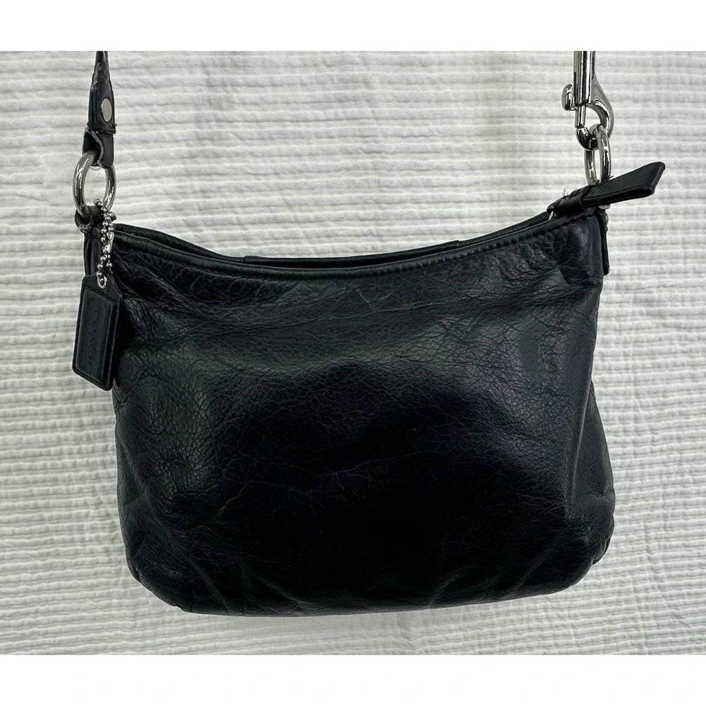 COACH Vintage Madison‎ Gold & Black Leather Pebbled Crossbody Black Bag